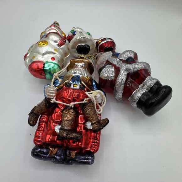 Vintage Hand Blown Glass Christmas Ornaments Lot Santa Clause Gingerbread House - Picture 6 of 15